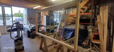 Fenêtre fixe en bois pour cloison interieure