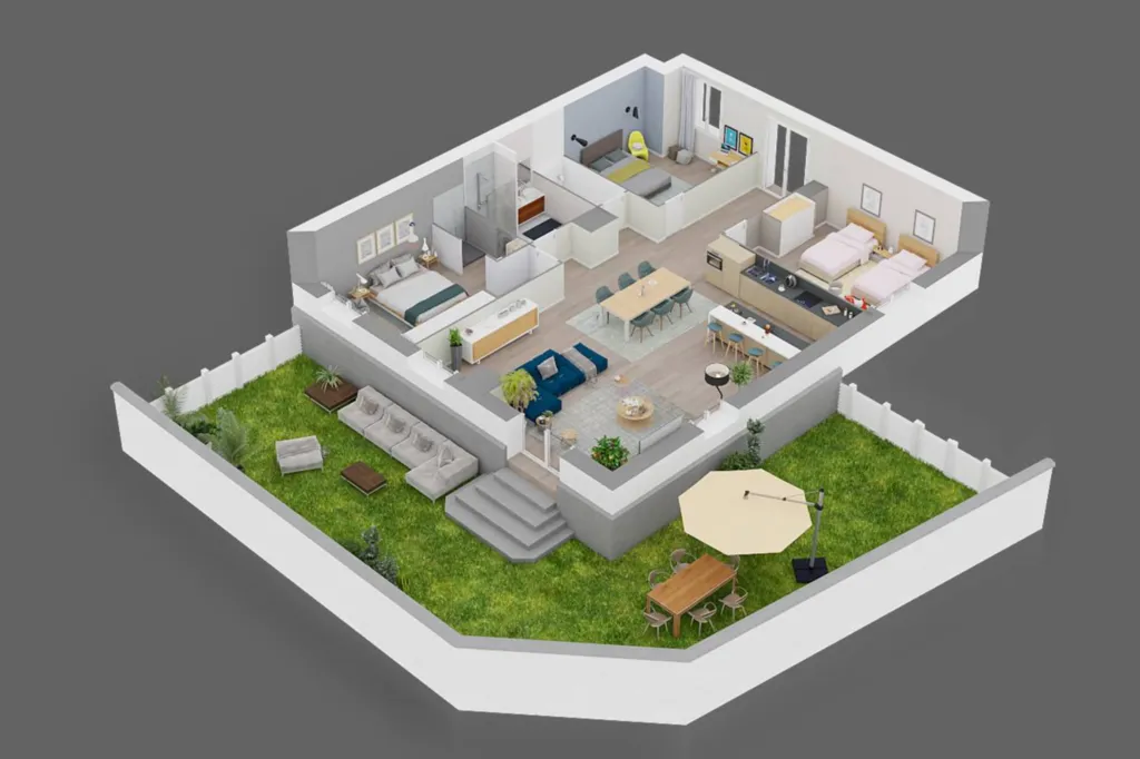 Résidence de 12 logements du T1 au T4 avec un grand jardin, une piscine chauffée et un parking à la Mulatière