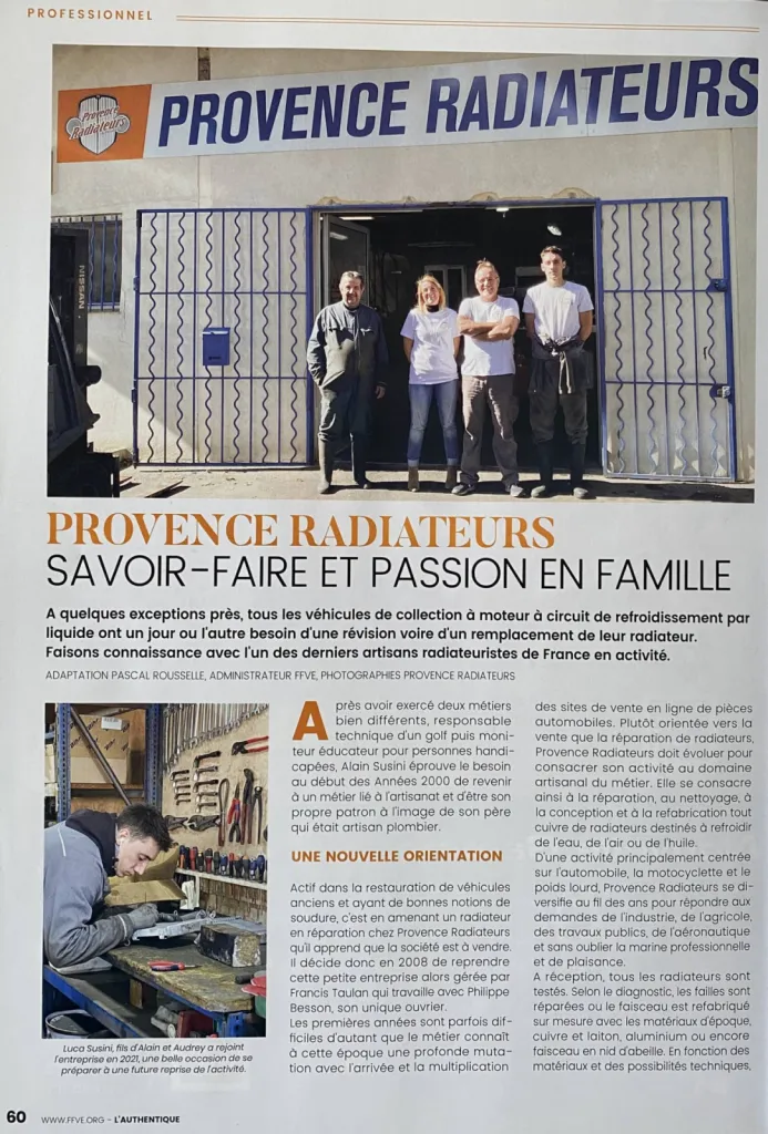 La FFVE met à l'honneur Provence Radiateurs du Pays d'Aix