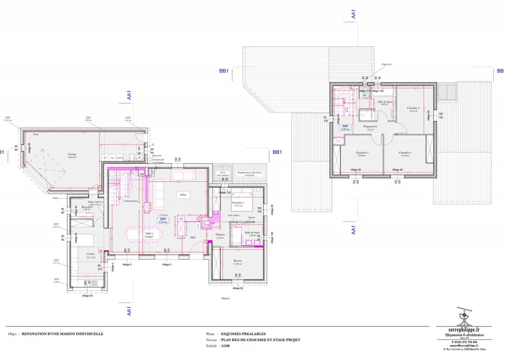 Aménagement intérieur d'une maison individuelle à Mollégès - Plans projet