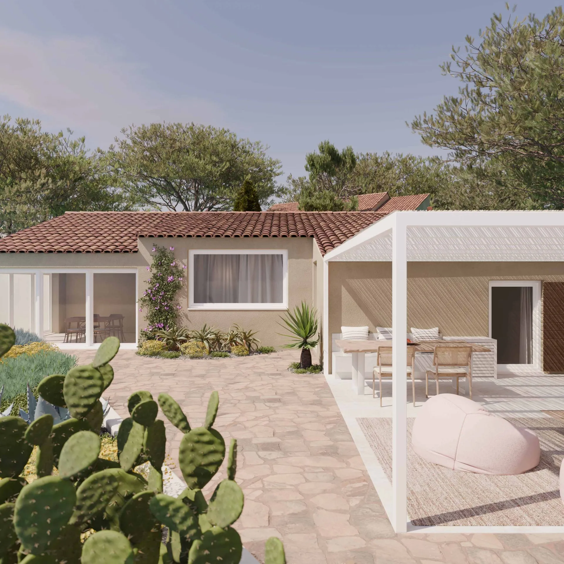 Pergola en fer forgé à Sausset-les-Pins, ajoutant un espace ombragé pour la détente et un support pour les plantes grimpantes