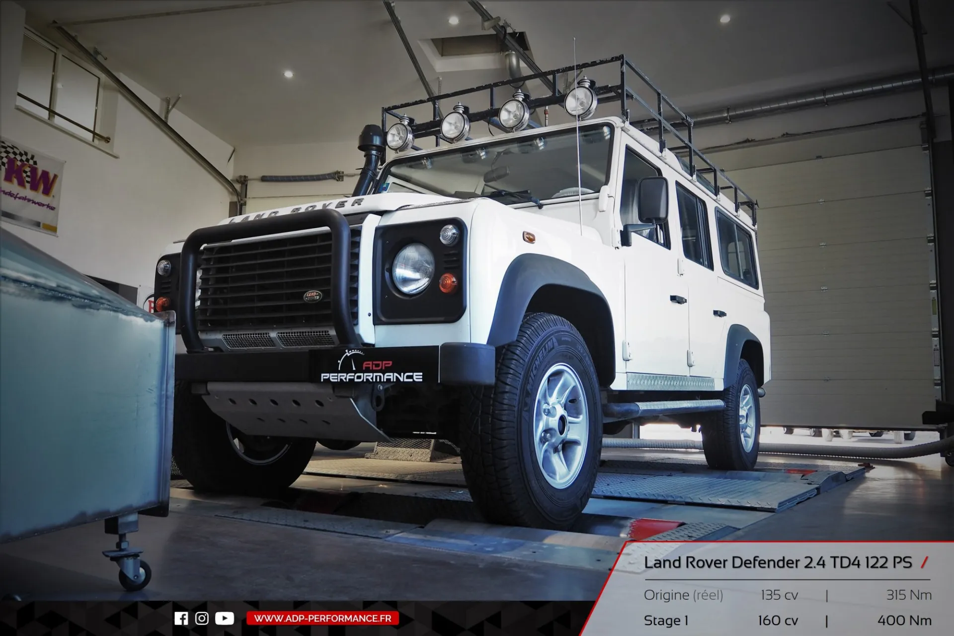 Reprogrammation moteur Salon de Provence - Land Rover Defender 2.4 TD4 122cv - ADP Performance