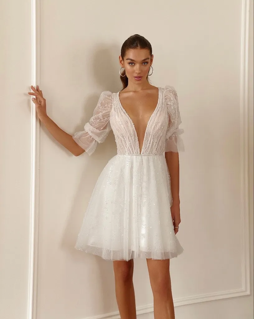 robe de mariée courte évasée au centre ville de Marseille