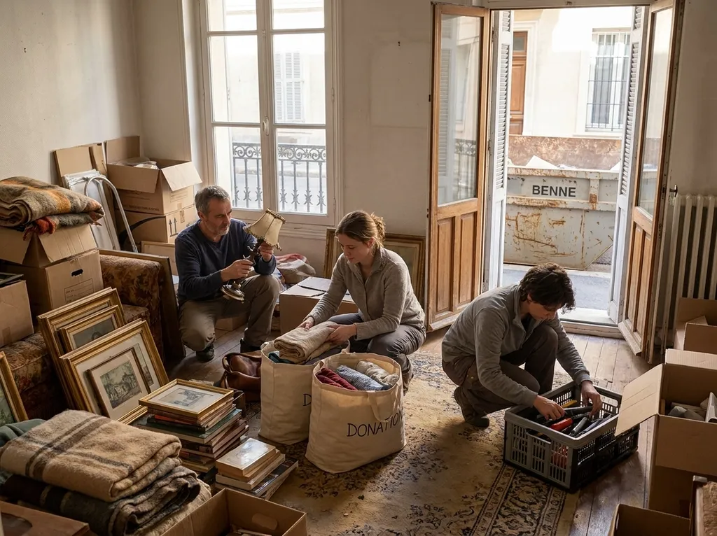 Tri familial appartement succession meubles valeur donation vêtements benne location rythme progressif famille PACA Recyclage Marseille Bouches-du-Rhône