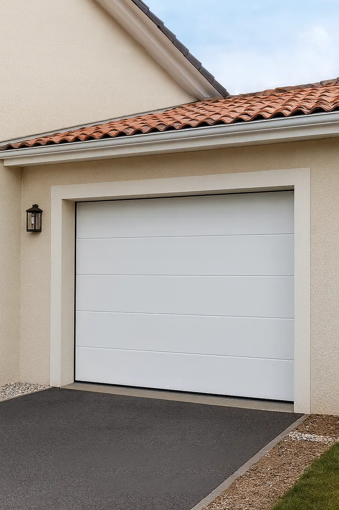 Porte de garage sectionnelle gradignan posé par expert couleur blanche motorisée