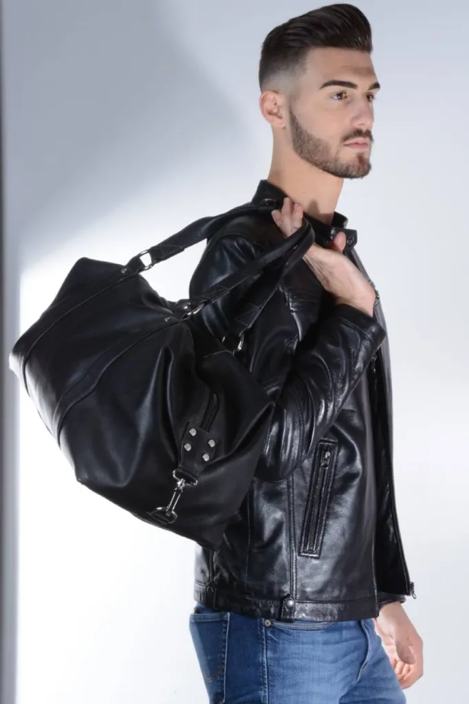 blouson cuir noir homme