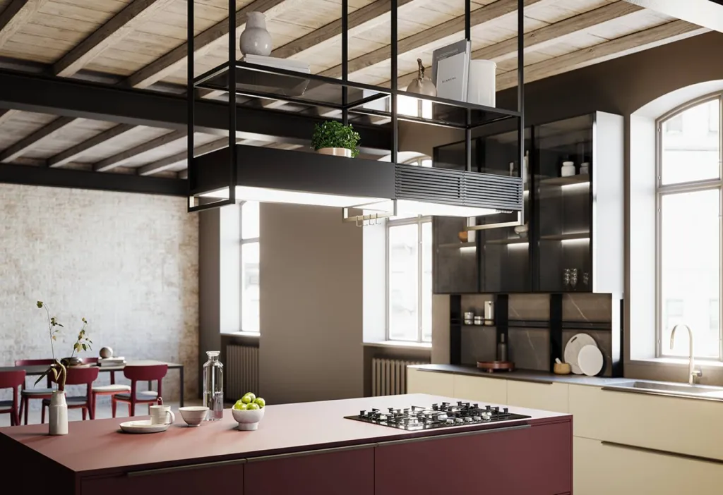 Photo d'une cuisine italienne sur mesure style industriel avec pose à Six Fours dans le 83