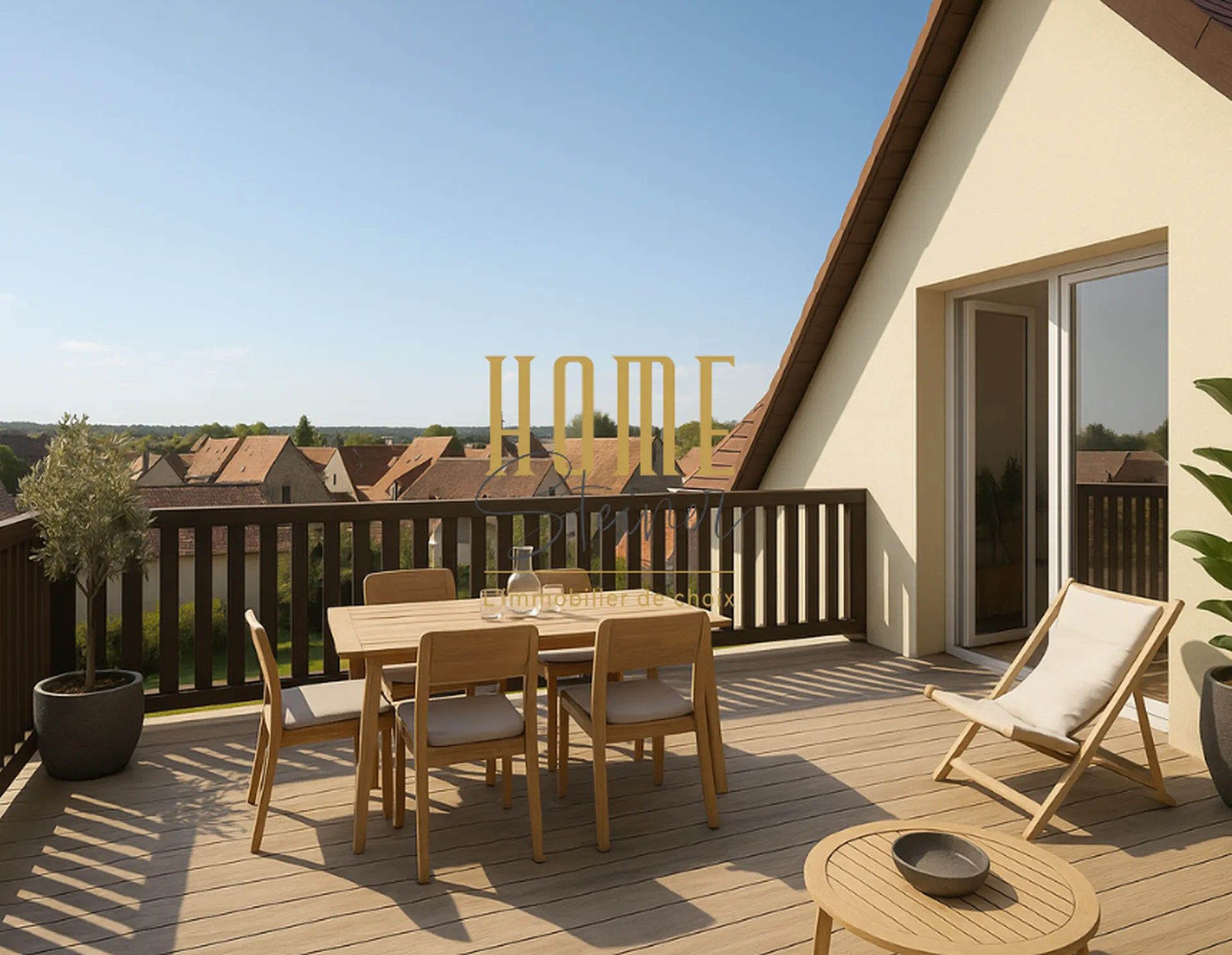 Grande terrasse avec vue panoramique attique