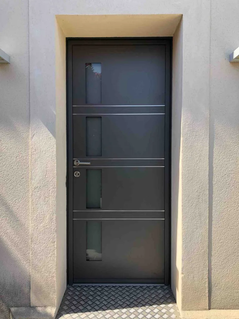 Mise en place d'une porte d'entrée Aluminium  K-Line sur Ensues La Redonne