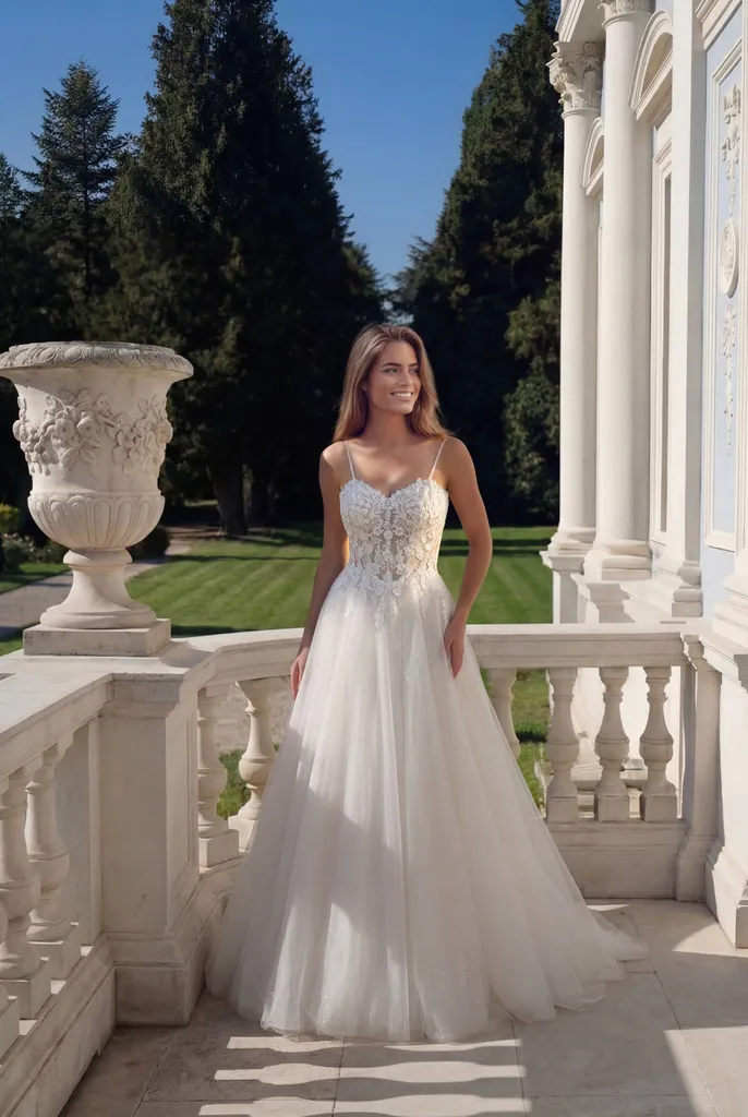 Robe de mariée avec fines bretelles et corset en pointe à Aix-en-Provence