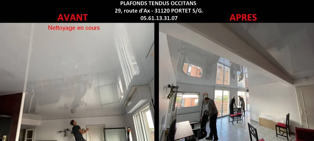 Photos AVANT / APRES des chantiers de Plafonds Tendus Occitans Toulouse