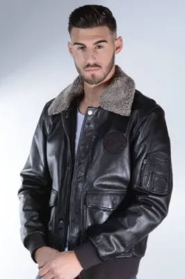 blouson pilot cuir noir homme
