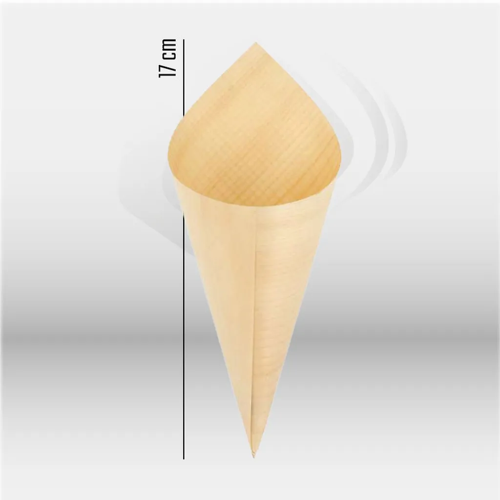 Cornets à frites en feuilles de pin 17 cm Garcia de Pou pour restauration professionnelle, idéals pour frites, tapas et snacks, offrant une solution naturelle, biodégradable et esthétique pour la présentation alimentaire en événements et vente à emporter 