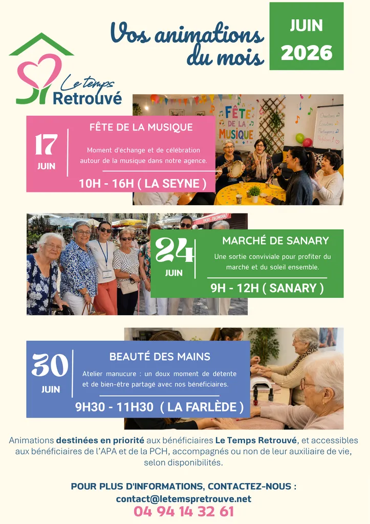 Le mois de juin s’annonce riche en animations au Temps Retrouvé