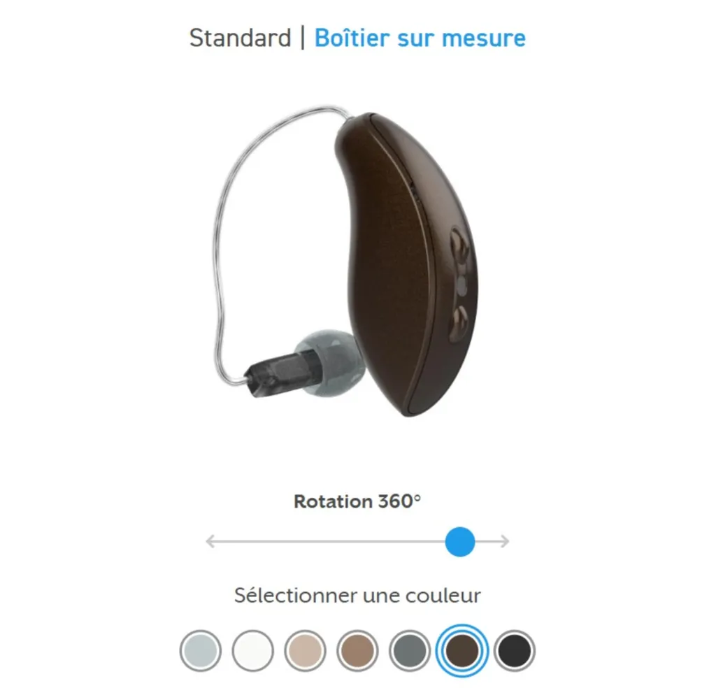 RIC RT Omega AI (rechargeable avec bobine T): Appareil auditif rechargeable Starkey avec IA anti acouphènes, disponible proche de Lyon