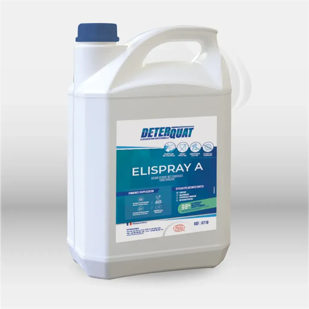 Elispray désinfectant virucide bactéricide fongicide CPI Hygiène, prêt à l'emploi sans rinçage, spray 750ml et bidon 5L pour désinfection surfaces poignées sanitaires plans de travail en milieu professionnel – disponible à Mont-de-Marsan, Landes (40), Nou
