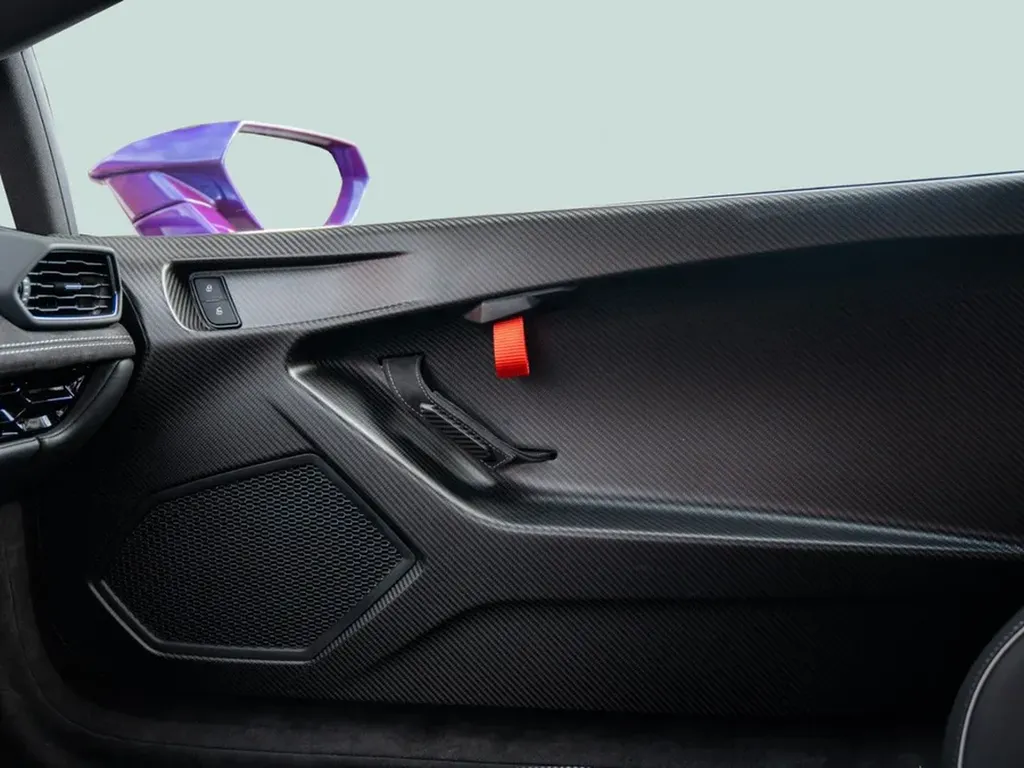 Panneau de porte carbone Lamborghini Huracán Tecnica, finition haut de gamme, supercar livrée à Bordeaux.