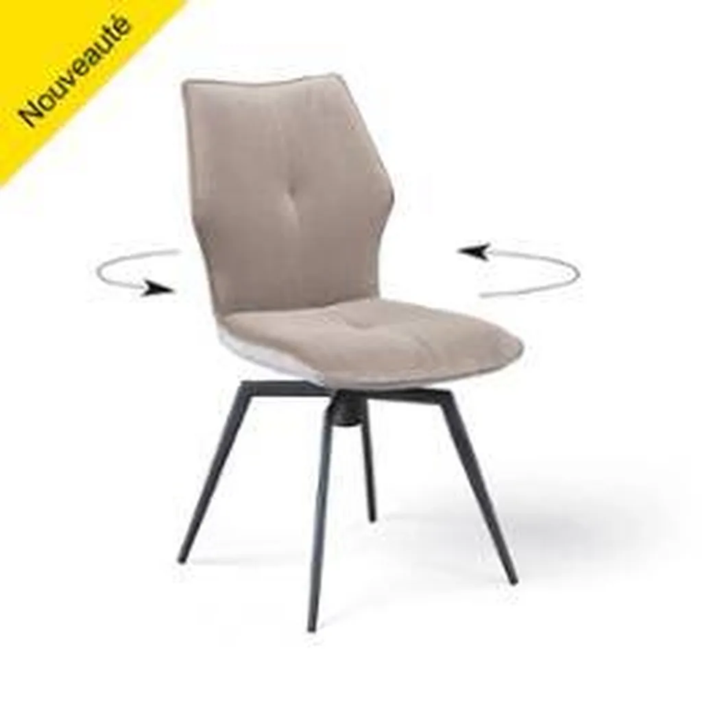 CHAISE PALOMA TISSU VELOURS BEIGE SABLE