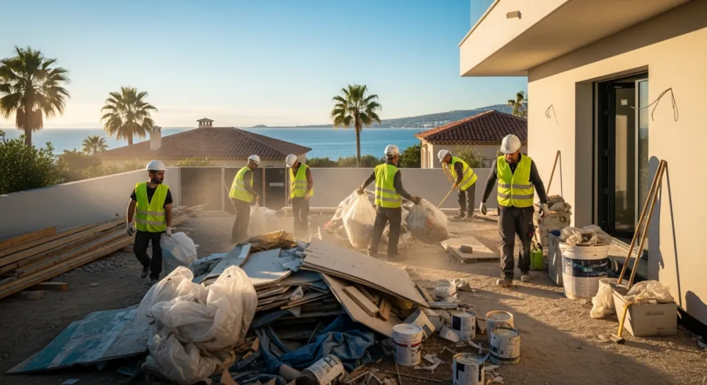Débarras et évacuation d’encombrants en fin de chantier de maison individuelle à Nice dans les Alpes-Maritimes