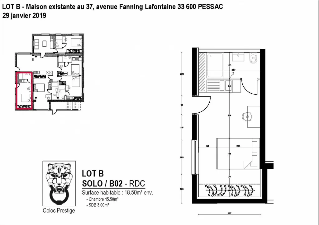 Studio meublé en coliving pour personne seule Pessac
