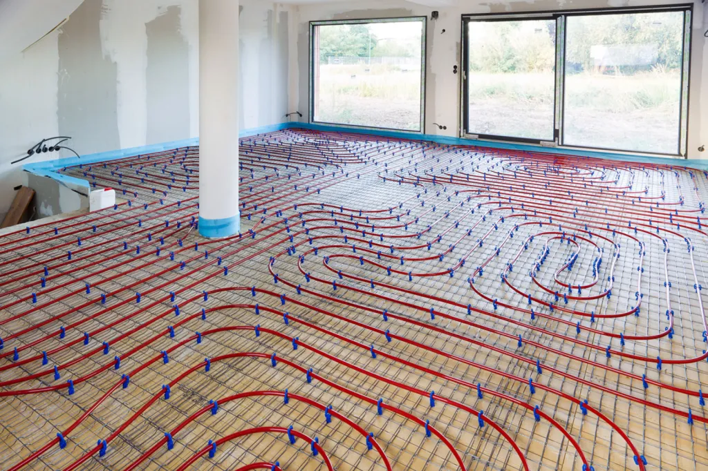 Création d'un réseau de plancher chauffant avec pompe à chaleur près de Melun