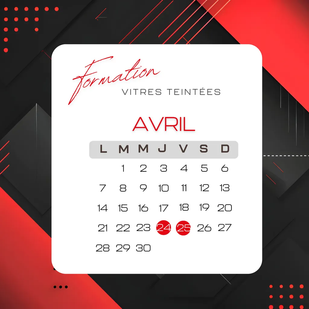 Formation vitres teintés sur véhicule proche de Lyon du 24 au 25 Avril 2025