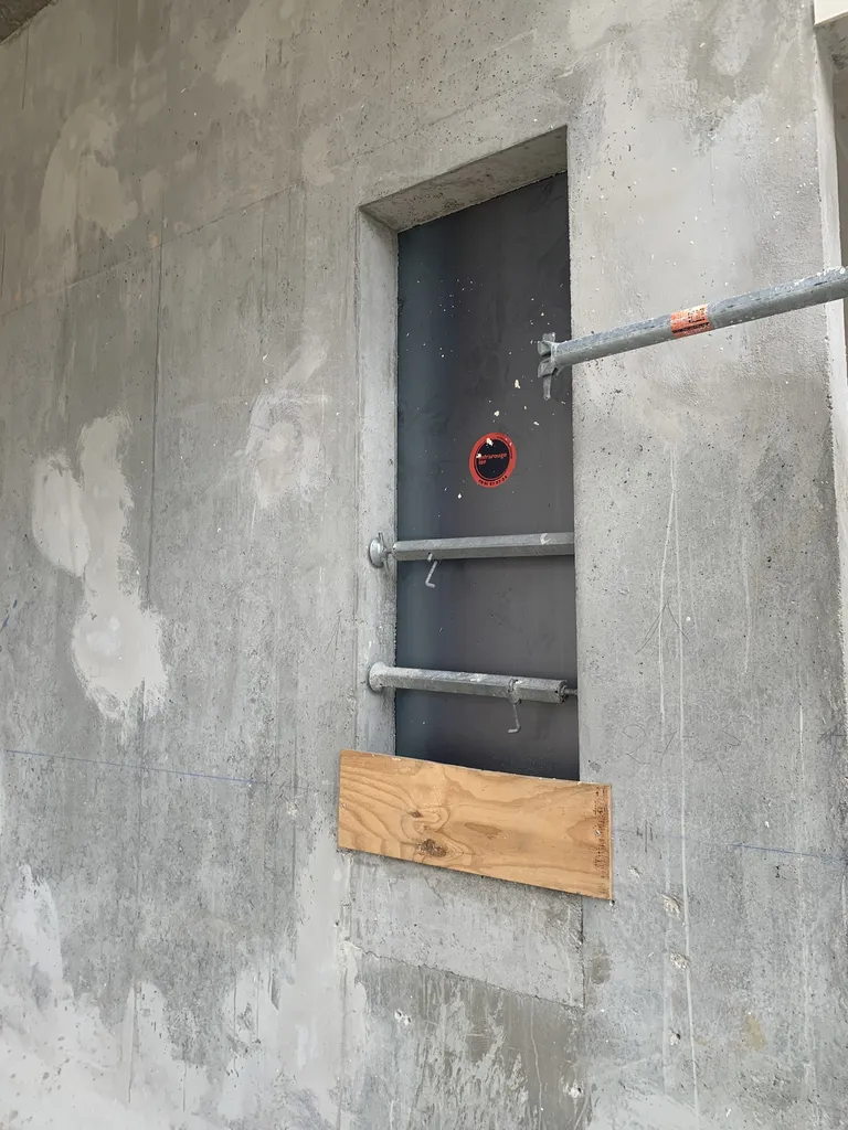 Pose d’une porte anti-squat métallique avec occultation et détection Ajax MotionCam sur chantier à La Courneuve 93120