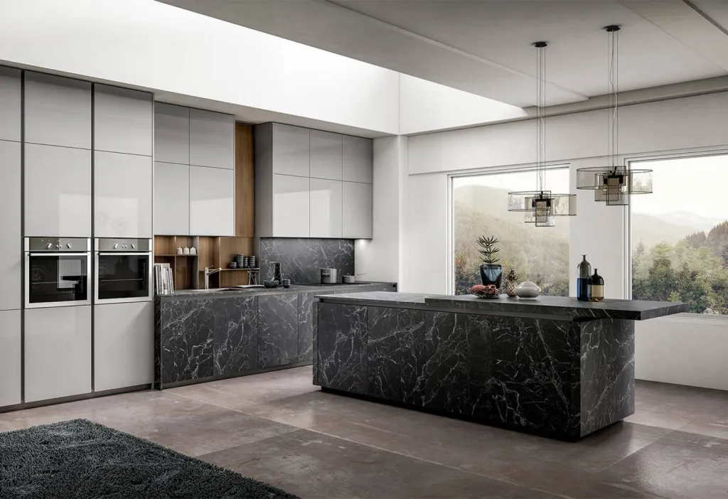 Photo d'un modèle de cuisine de prestige moderne avec pose à Toulon dans le Var