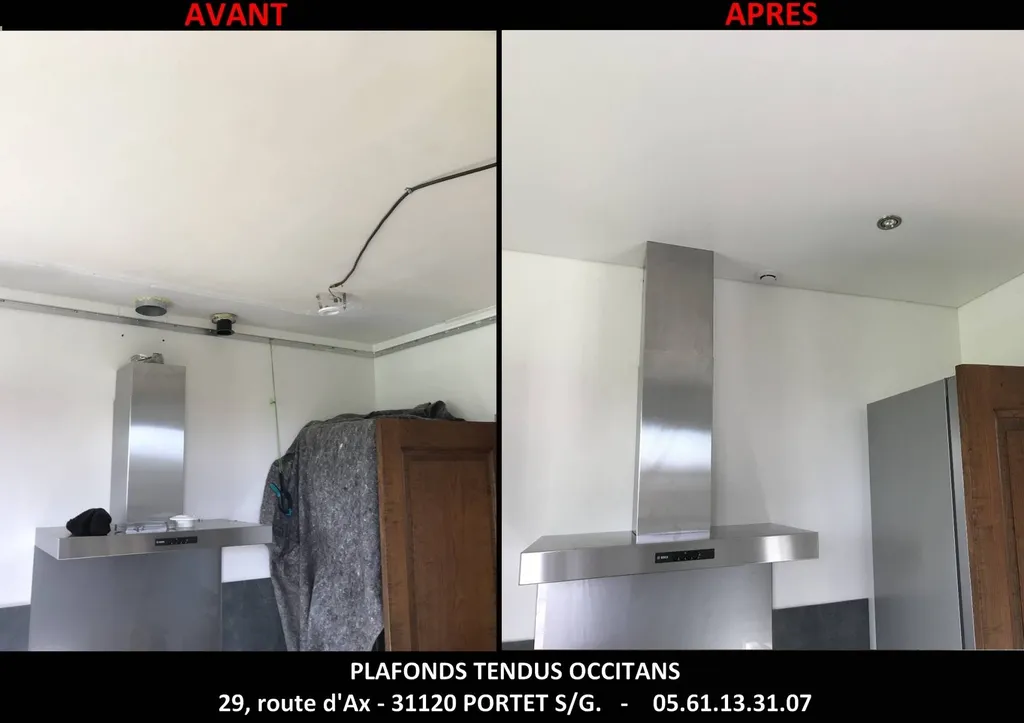 Le plafond tendu dans une cuisine by Plafonds Tendus Occitans Grenade