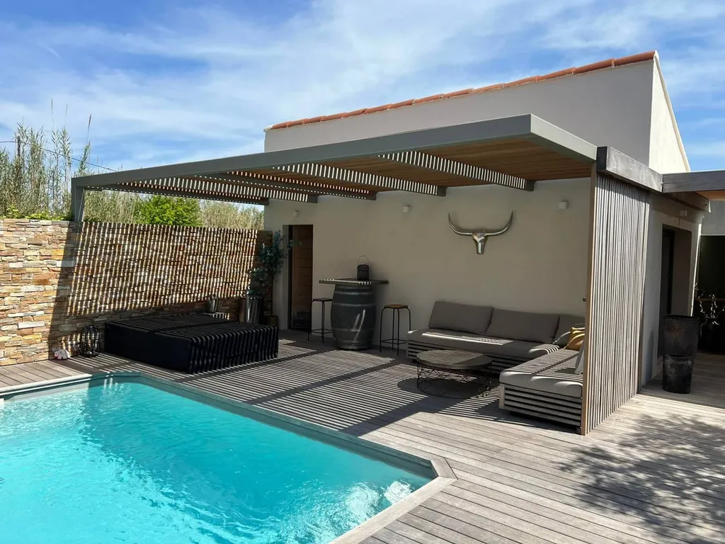 pergola piscine bois fer sur mesure cabries