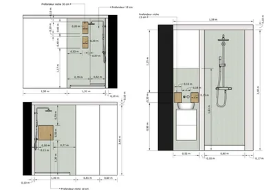 Studio d'architecture d'intérieur offrant des solutions 3D et plan sur Aix-En-Provence : plan salle de bain coupe