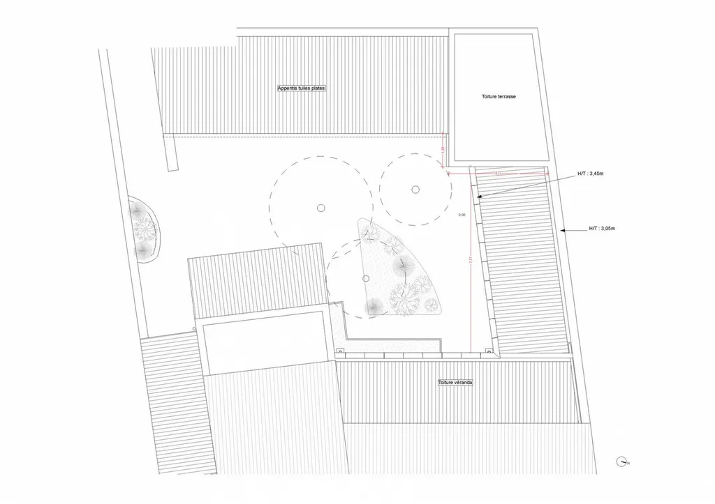 Plan de masse projet - Esquisses pour la réalisation d'une véranda Salon de Provence (13300)