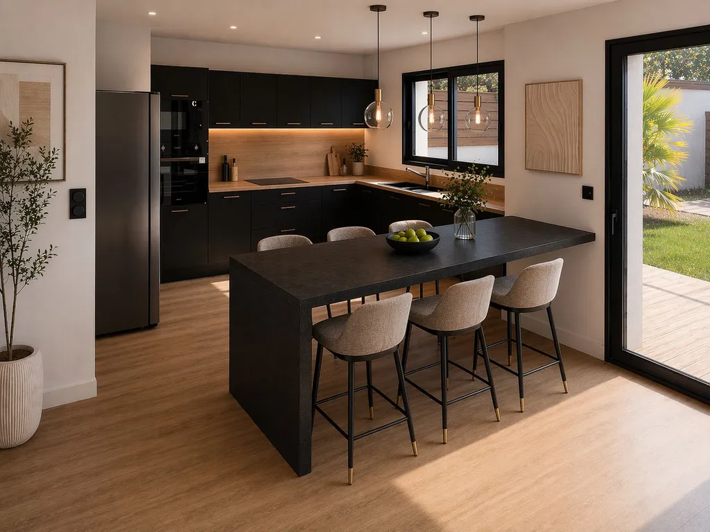 Cuisine moderne et aménagements intérieurs sur mesure pour deux maisons neuves à Portet-sur-Garonne (31)