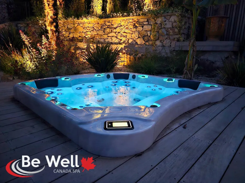 Jacuzzi  encastré dans terrasse en bois fuveau
