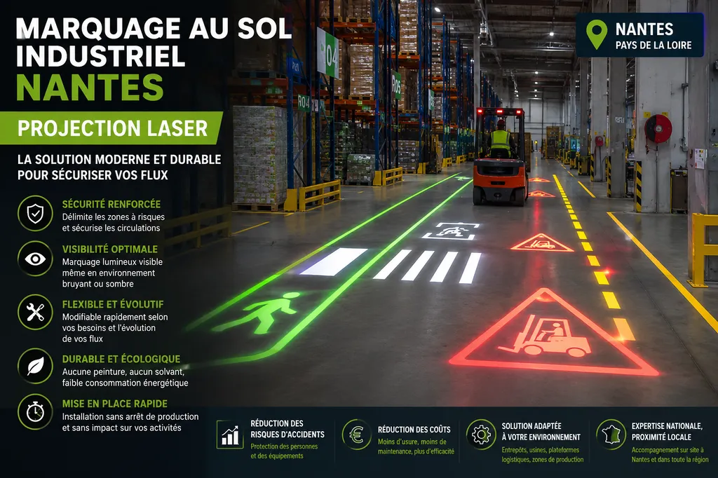 Marquage au sol industriel Nantes (projection laser
