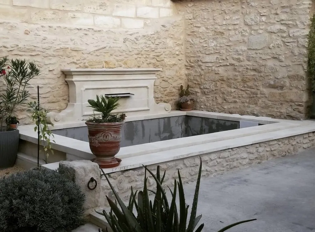 fontaine piscine en pierre d'estaillade du Lubéron