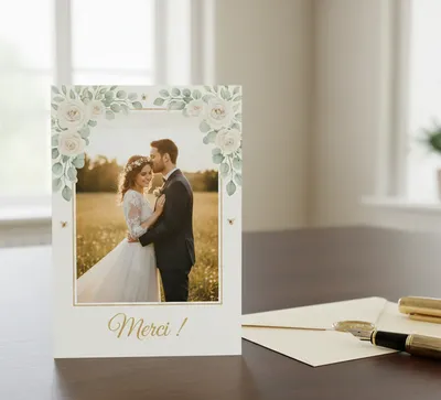 Carte de remerciement après location de photobooth pour mariage anniversaire baptême à Martigues