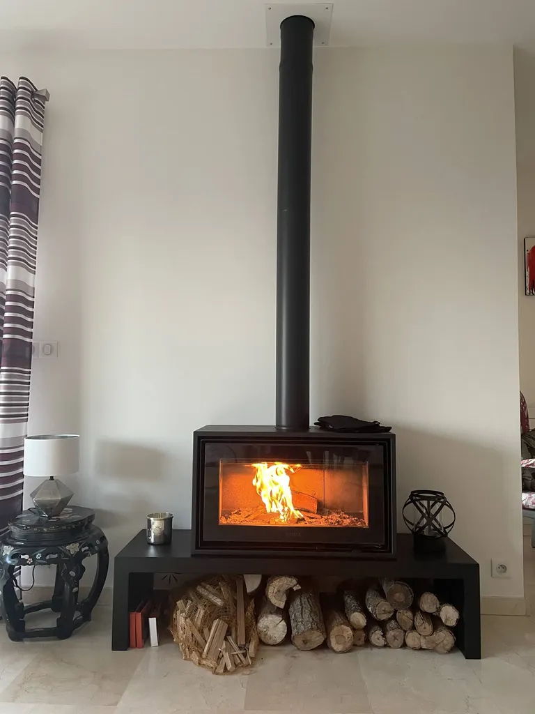 Installation d'un poêle à bois en relevage d'un chauffage au gaz à Couzon au Mont d'Or près de Caluire et Cuire (69)
