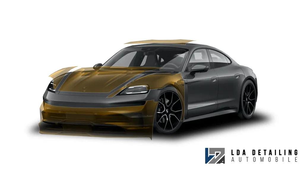 Protection PPF avant Porsche Taycan Panamera pour préserver peinture et résistance carrosserie grâce aux films XPEL premium