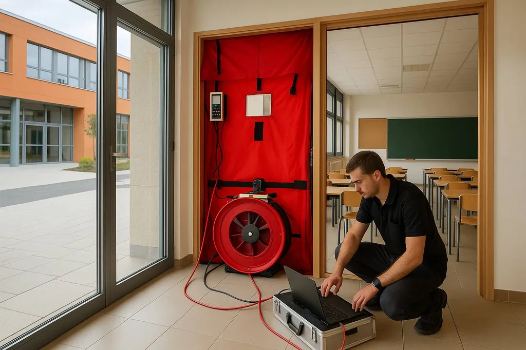Mesure de perméabilité à l’air d’une école à Lyon