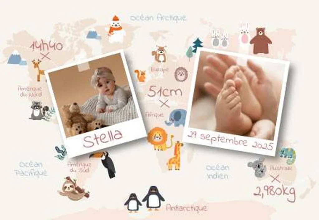 faire part naissance sur mesure animaux voyage graphiste draguignan