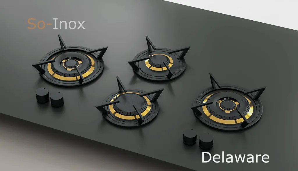Brûleurs individuels DELAWARE 4 feux dont 2 brûleurs wok (1,9 kW, 3,5 kW, 5,0 kW et 5,0 kW)