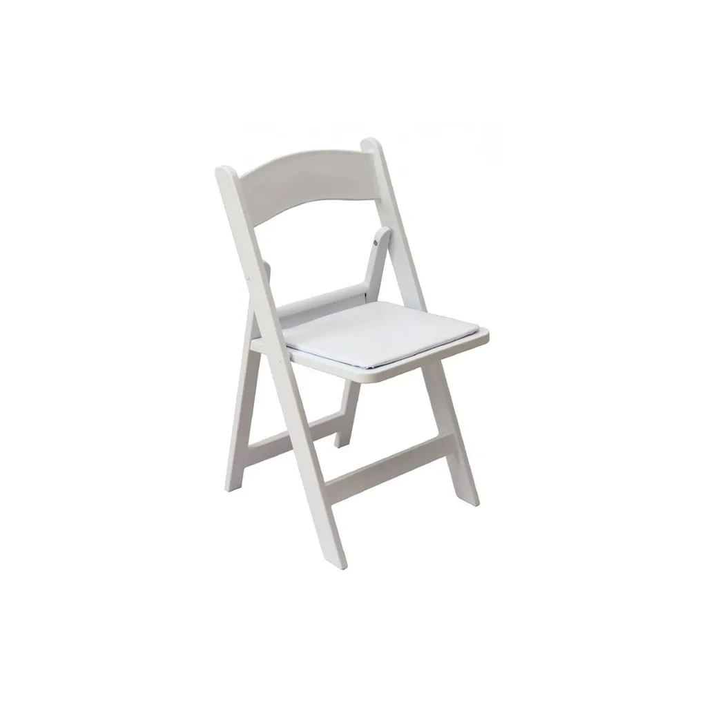 CHAISE BLANCHE PLIANTE WEDDING AVEC COUSSIN D'ASSISE SUBLIME POUR ANNIVERSAIRE