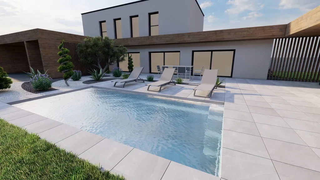 Piscine sur terrasse moderne