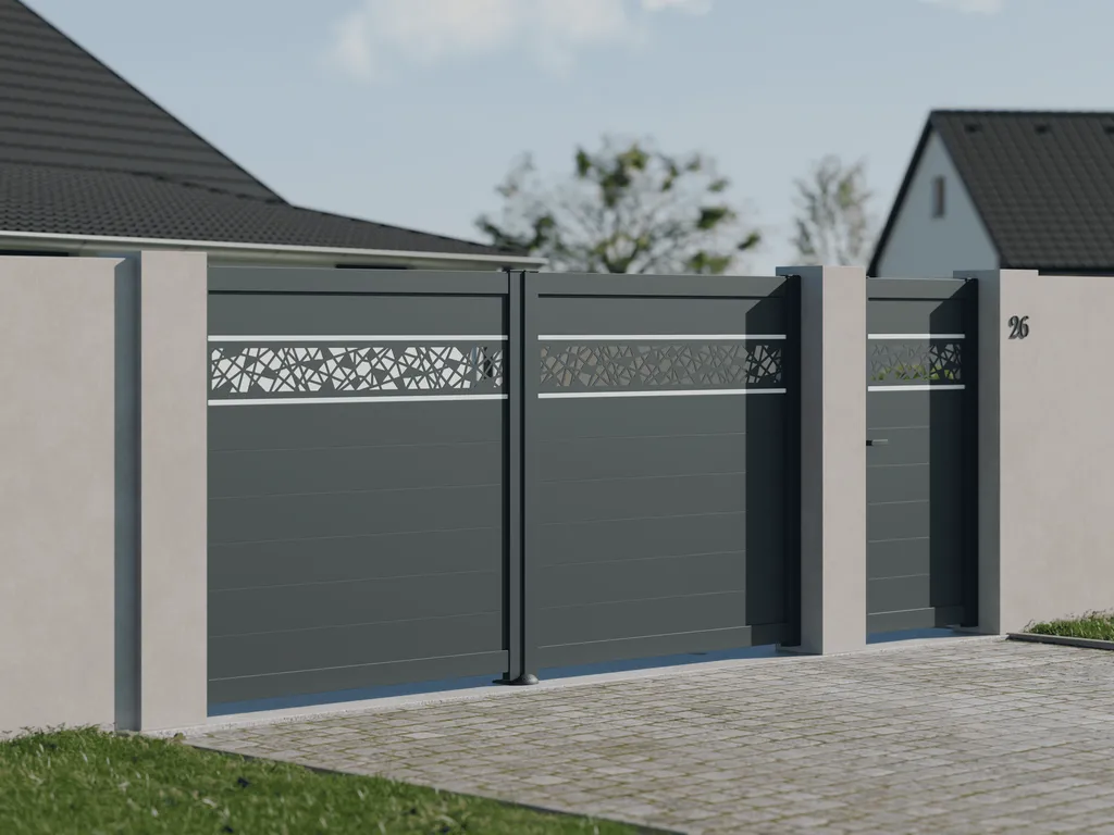 Portail battant motorisé aluminium Tschoeppe colletion Confort