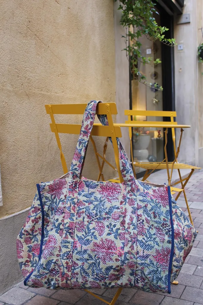 Grand sac cabas imprimé blockprint Maison Lilo