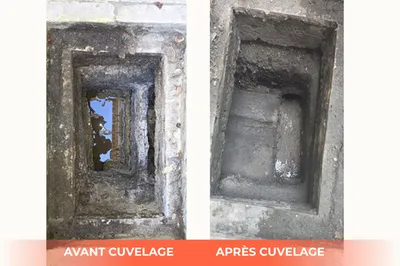 Réhabilitation de canalisation EU à Saint-Saturnin-lès-Apt Chemisage en réversion · 5 mètres · Reprise d'étanchéité des regards