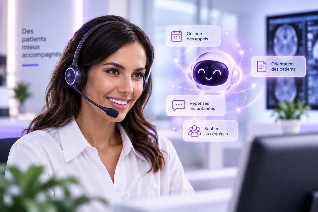 Télésecrétariat médical STAPMEDIF associant secrétaires spécialisées et intelligence artificielle pour optimiser les appels et rendez-vous des centres d’imagerie.