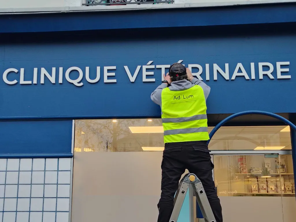 Pose d’une enseigne pour une clinique vétérinaire à Boulogne-Billancourt (92)
