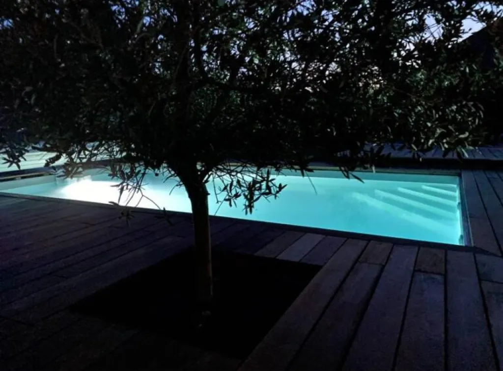 piscine terrasse bois - BOURG ACHARD